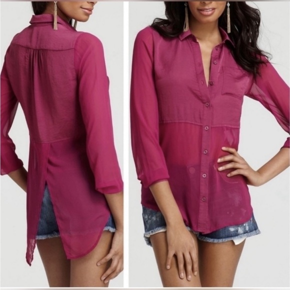 Free People Best of Both Worlds Blouse Size M - Picture 1 of 7